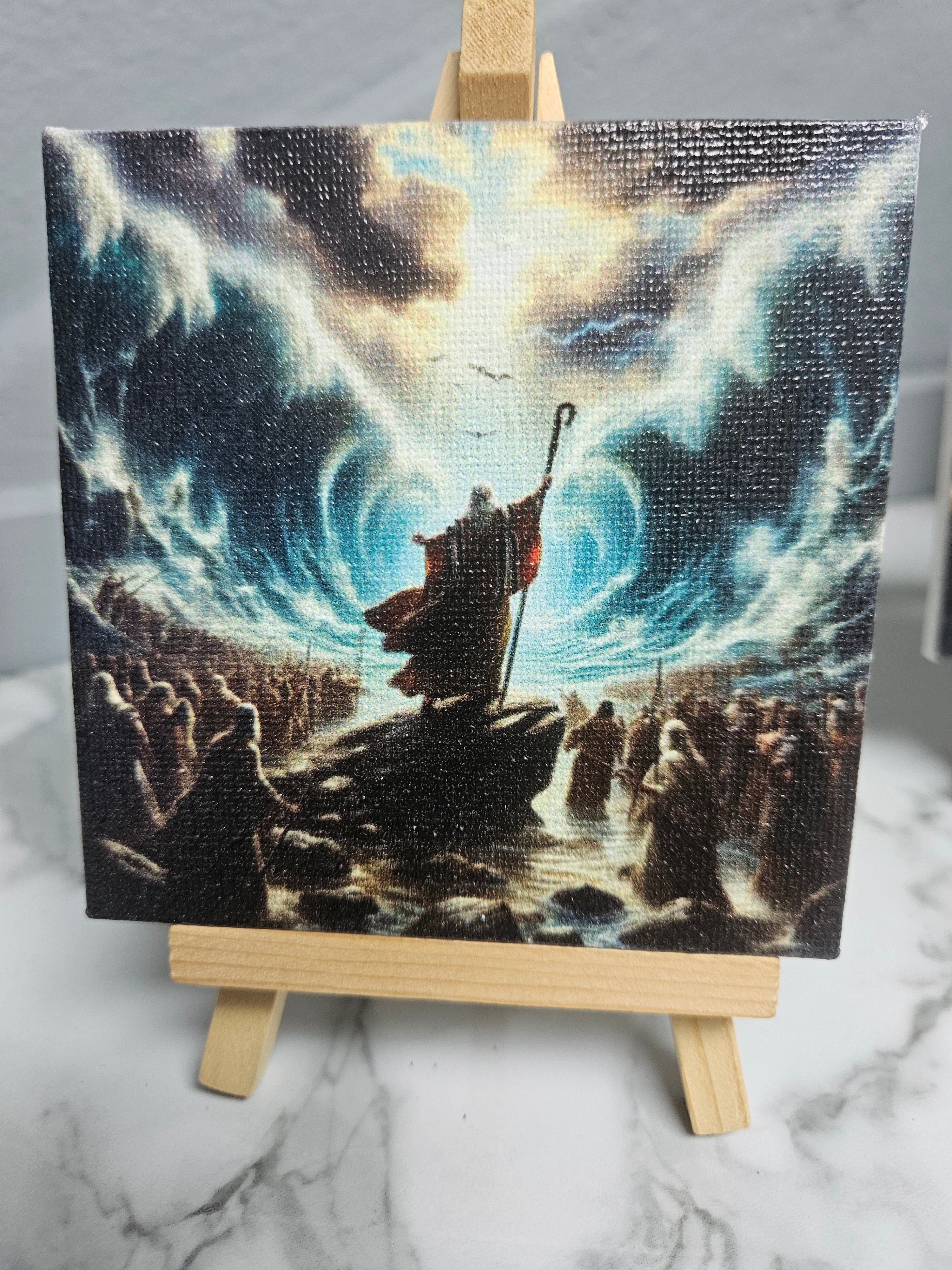 Moses Opens the Red Sea – 4x4 Mini Canvas
